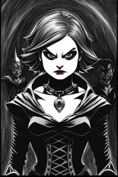 01918-3316036408-monochrome  drawing   Bailee Madison  Brianna Hildebrand hybrid as a vampire lich by WoD1.png